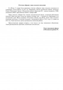 Отчетное собрание главы сельского поселения