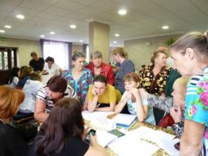 Встреча с беженцами в гостиничном комплексе «Стрела»